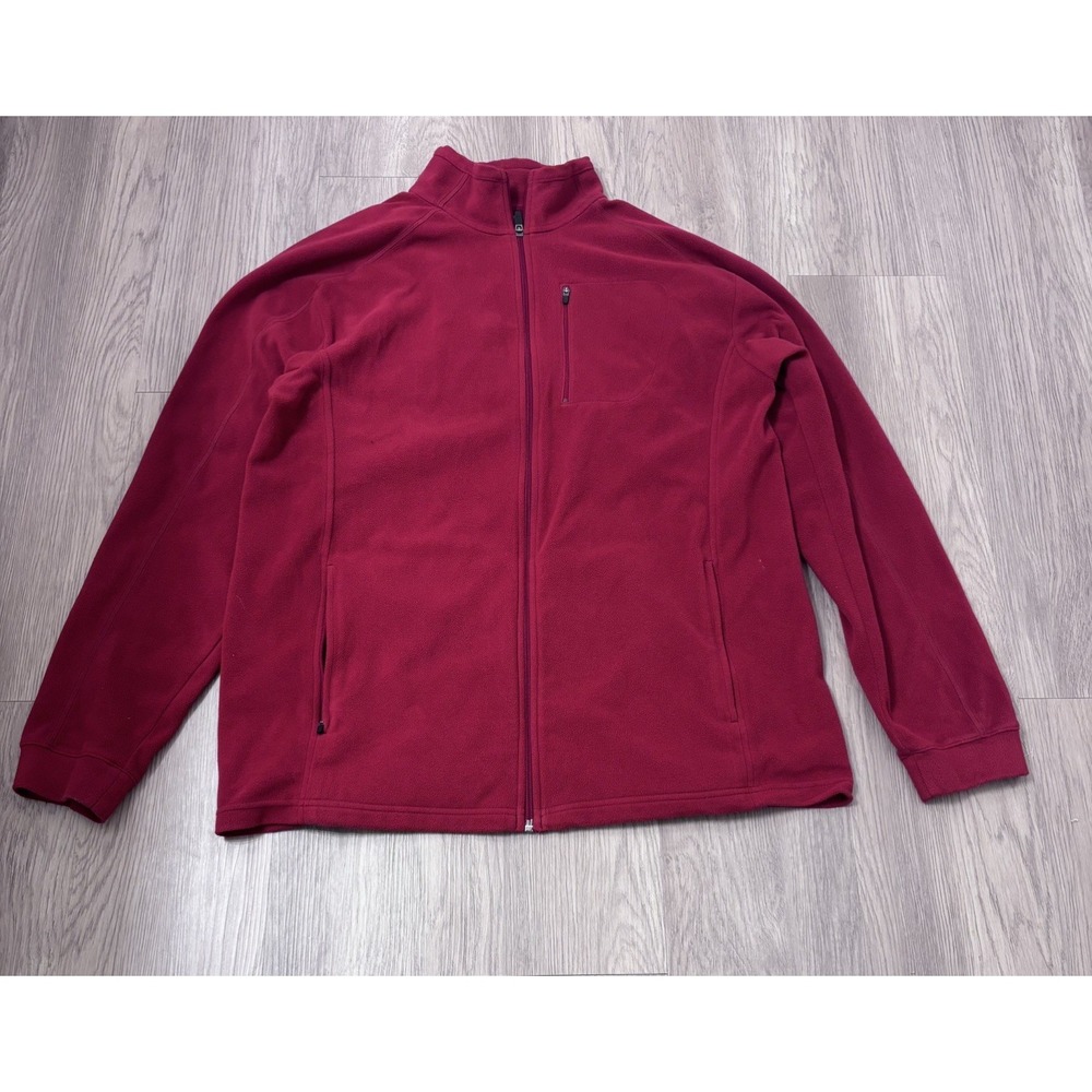 L.L.Bean Full Zip High Neck Fleece Jacket Men's Large Red Long Sleeve  casual
